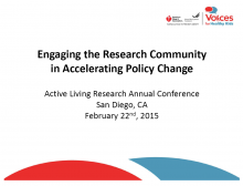 Engaging the Research Community in Accelerating Policy Change